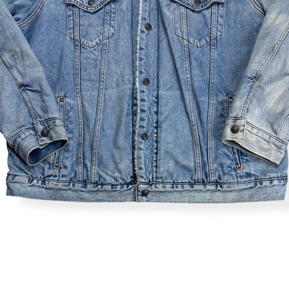 Levi's Men's Sherpa Blue Denim Jean Trucker Jacket Mustard Type III Size 3XL - Picture 6 of 16